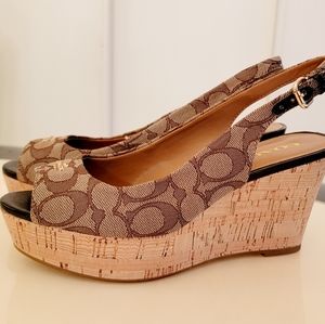COACH sling back wedge sandal